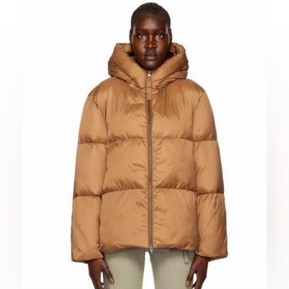 NEW! VINCE Hooded Puffer Jacket Mocha Women SZ Large - Picture 6 of 15